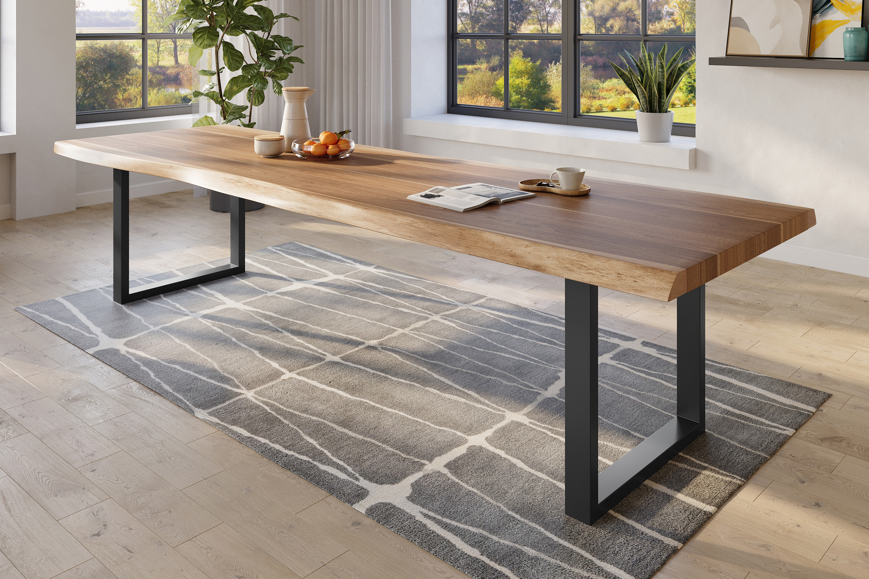 Esstisch Titan / naturfarben / 300x110 / U-Gestell Schwarz