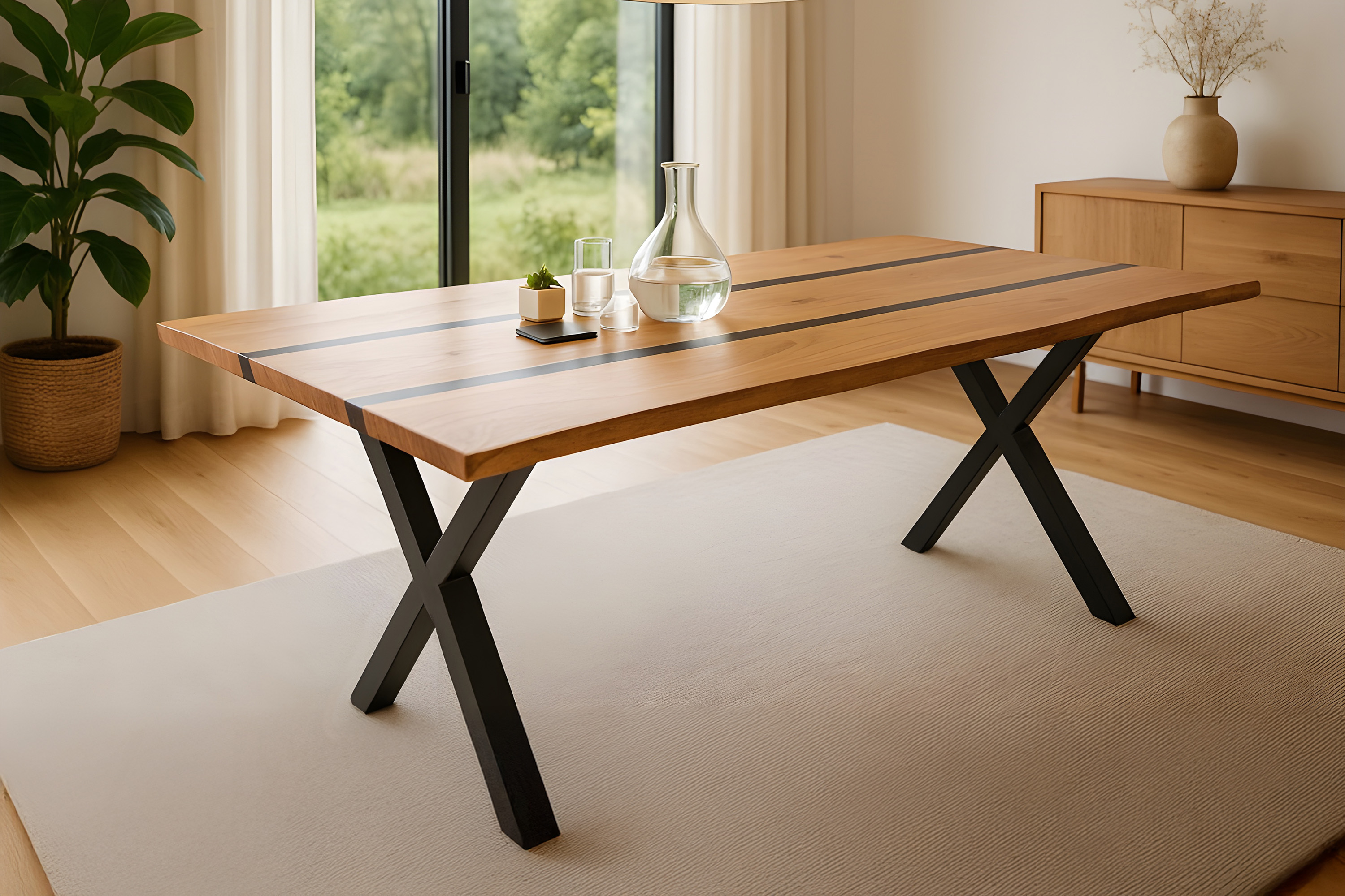 Esstisch Pedro / 200x100 / X-Gestell Schwarz