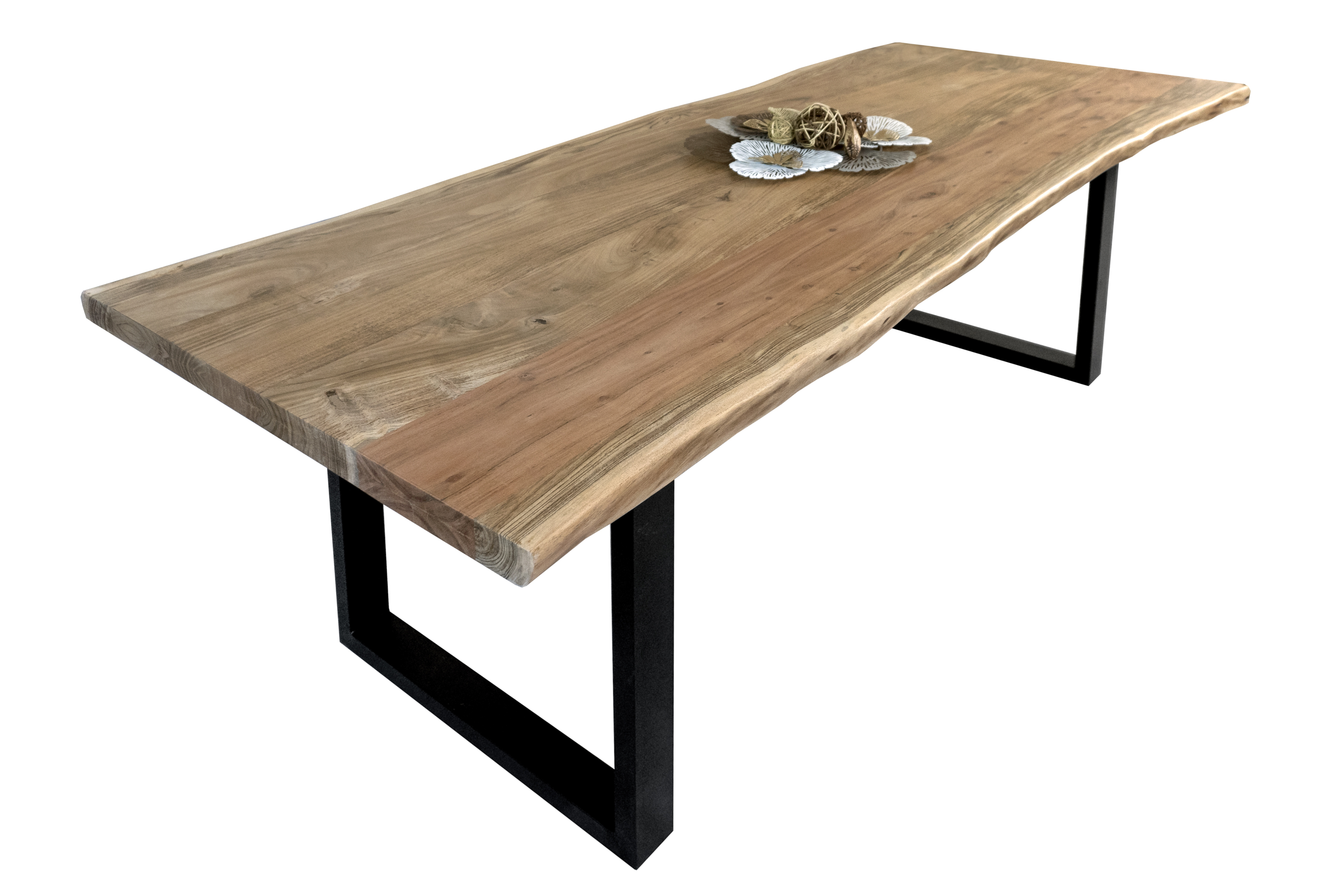 Baumkantentisch CALI / naturfarben / 260x100 / U-Gestell Schwarz