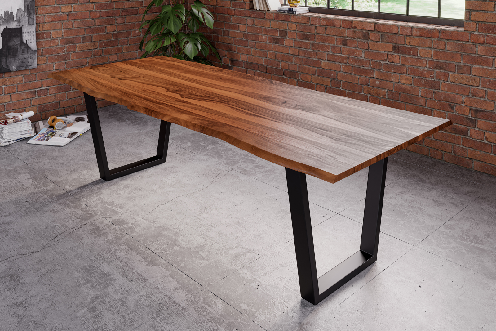 Baumkantentisch HERO / 180x90 / V-Gestell Schwarz