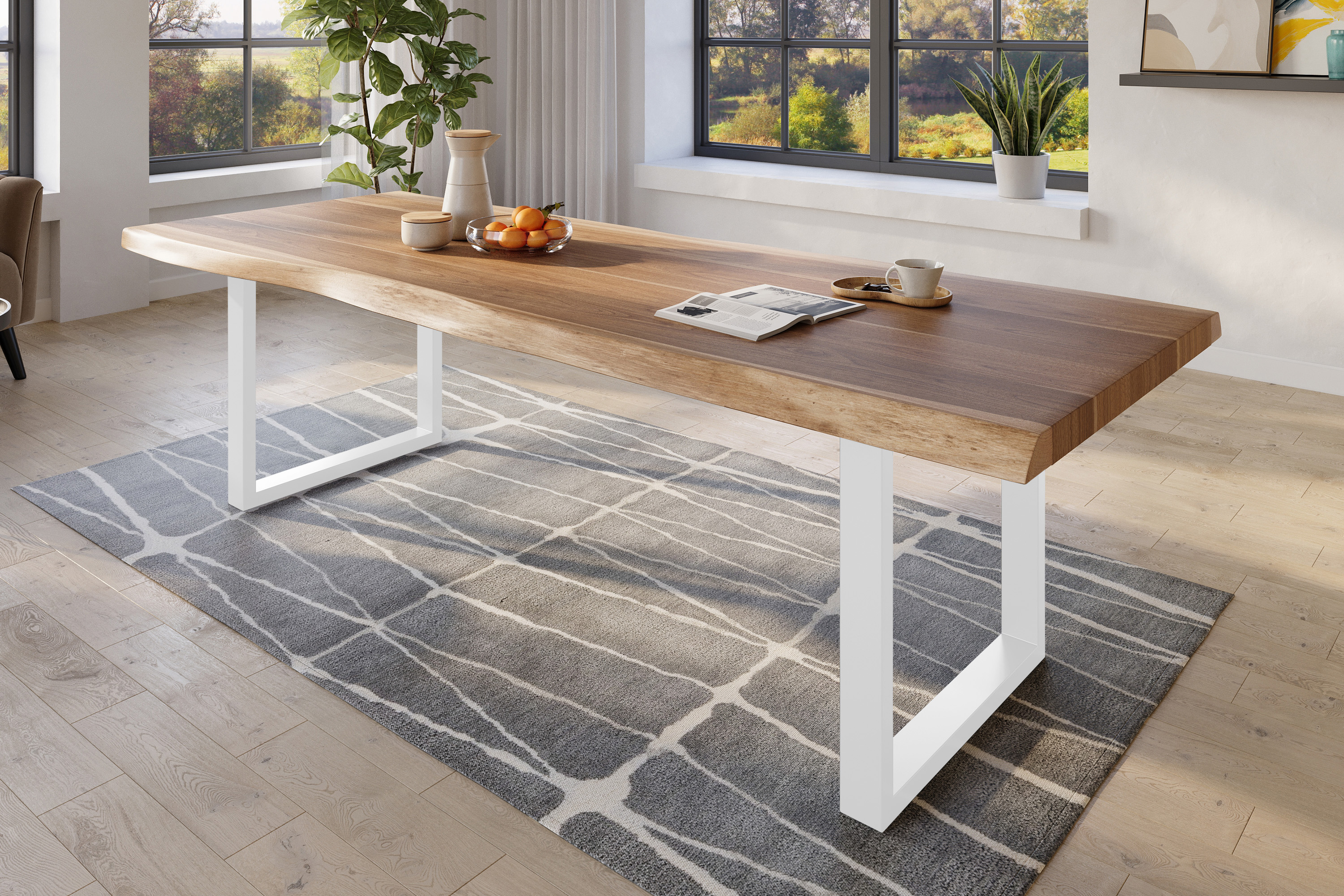 Esstisch Titan XL / naturfarben / 280x120 / U-Gestell Weiß