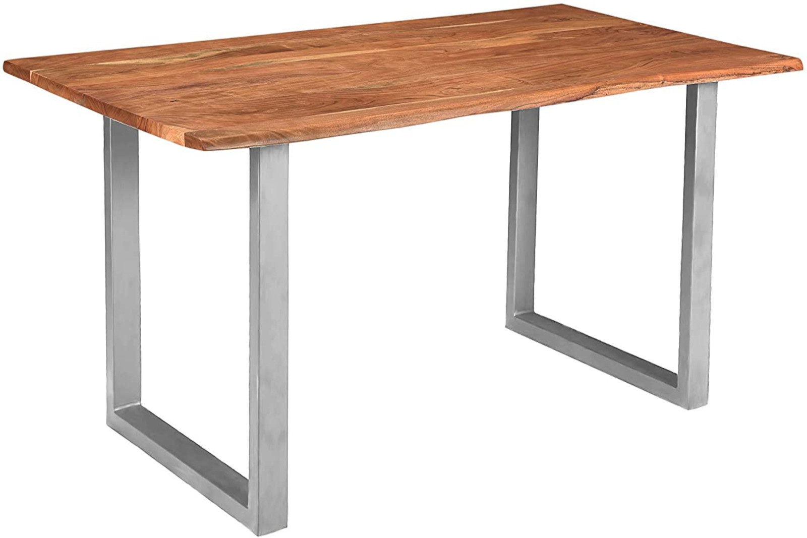 Baumkantentisch INSA / naturfarben / 130x75 / U-Gestell Silber