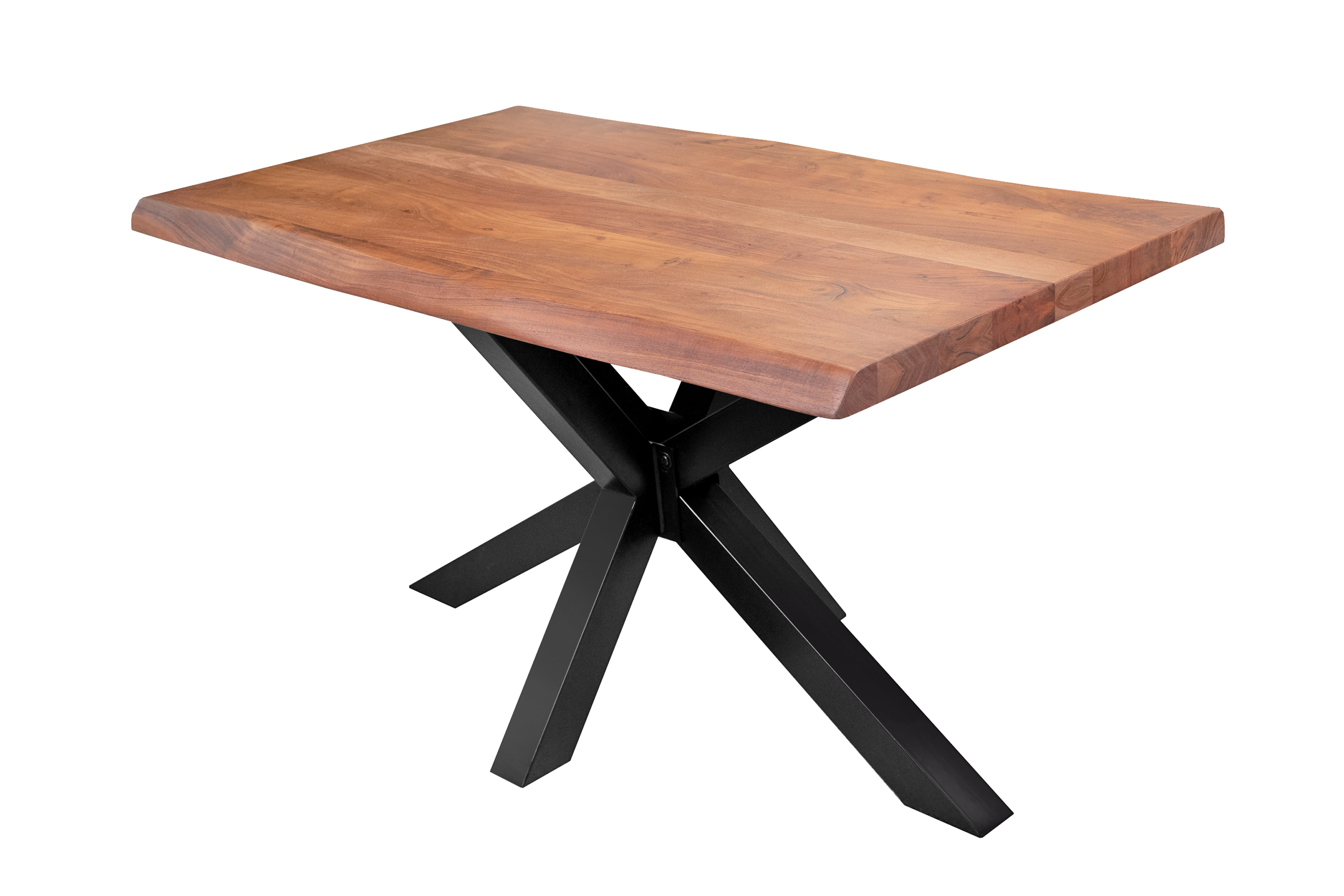 Baumkantentisch CALI / nussbaumfarben / 180x90 / Spider-Gestell Schwarz