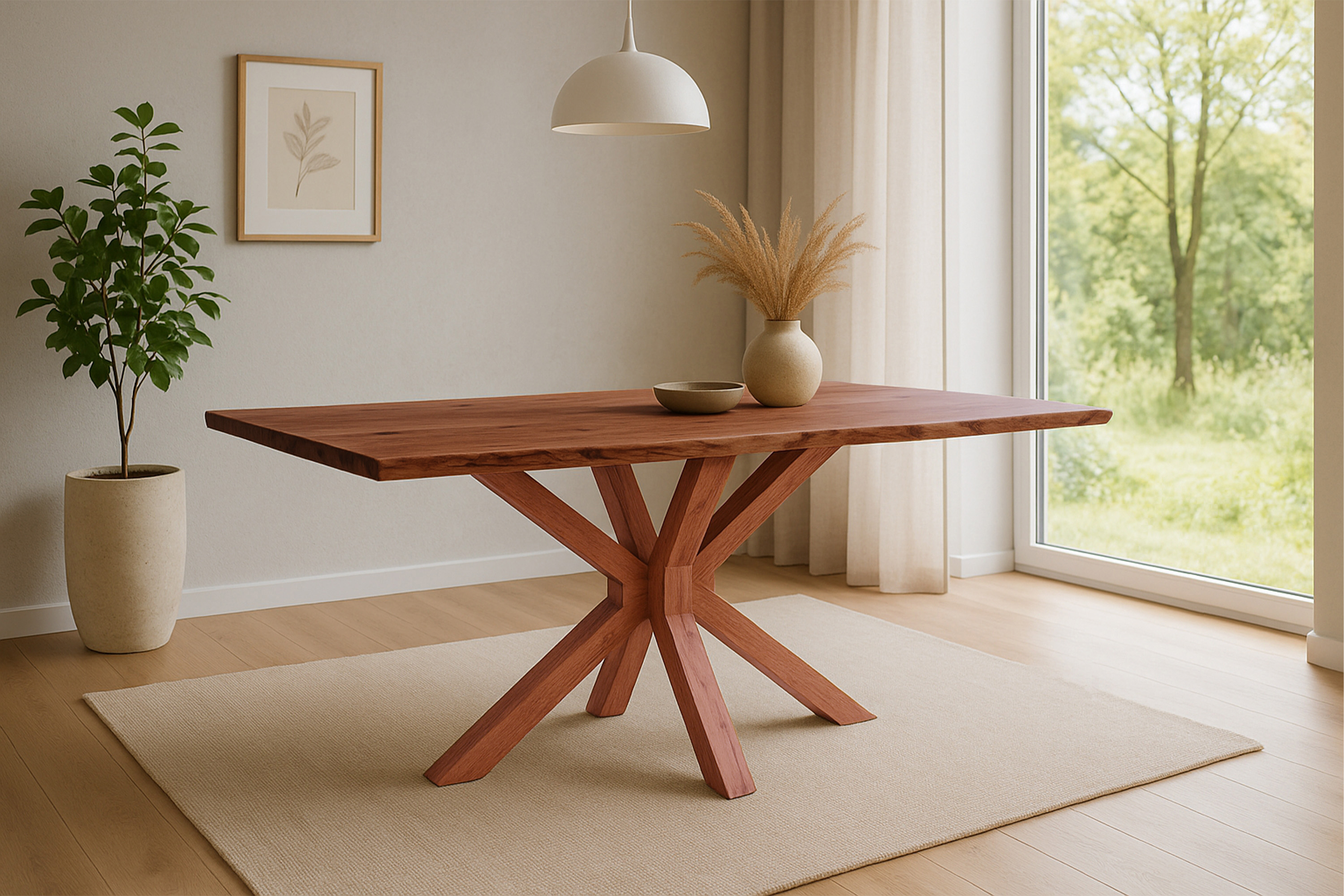 Esstisch Prag / nussbaumfarben / 220x100 / Spider-Holzgestell Nussbaum