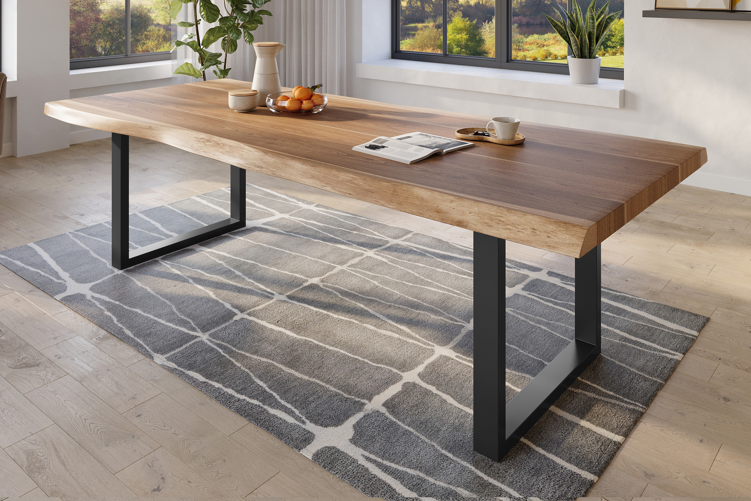 Esstisch Titan XL / naturfarben / 280x120 / U-Gestell Schwarz