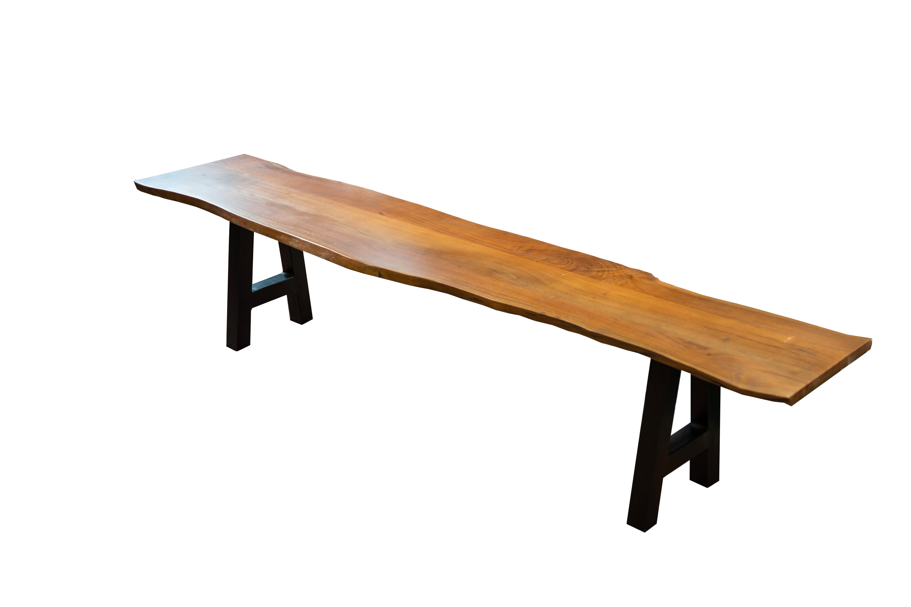 Sitzbank QUINTUS / nussbaumfarben / 220 cm / A-Gestell Schwarz